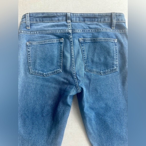 Khaite Alissa Crop Jeans Raw Hem Frayed Cotton Blend Blue Women's Size 28 - Picture 9 of 11